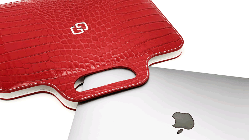 Купить Эксклюзивная Сумка Golden Gram для MacBook Red Alligator Элитный Чехол для MacBook Pro Air 12"
